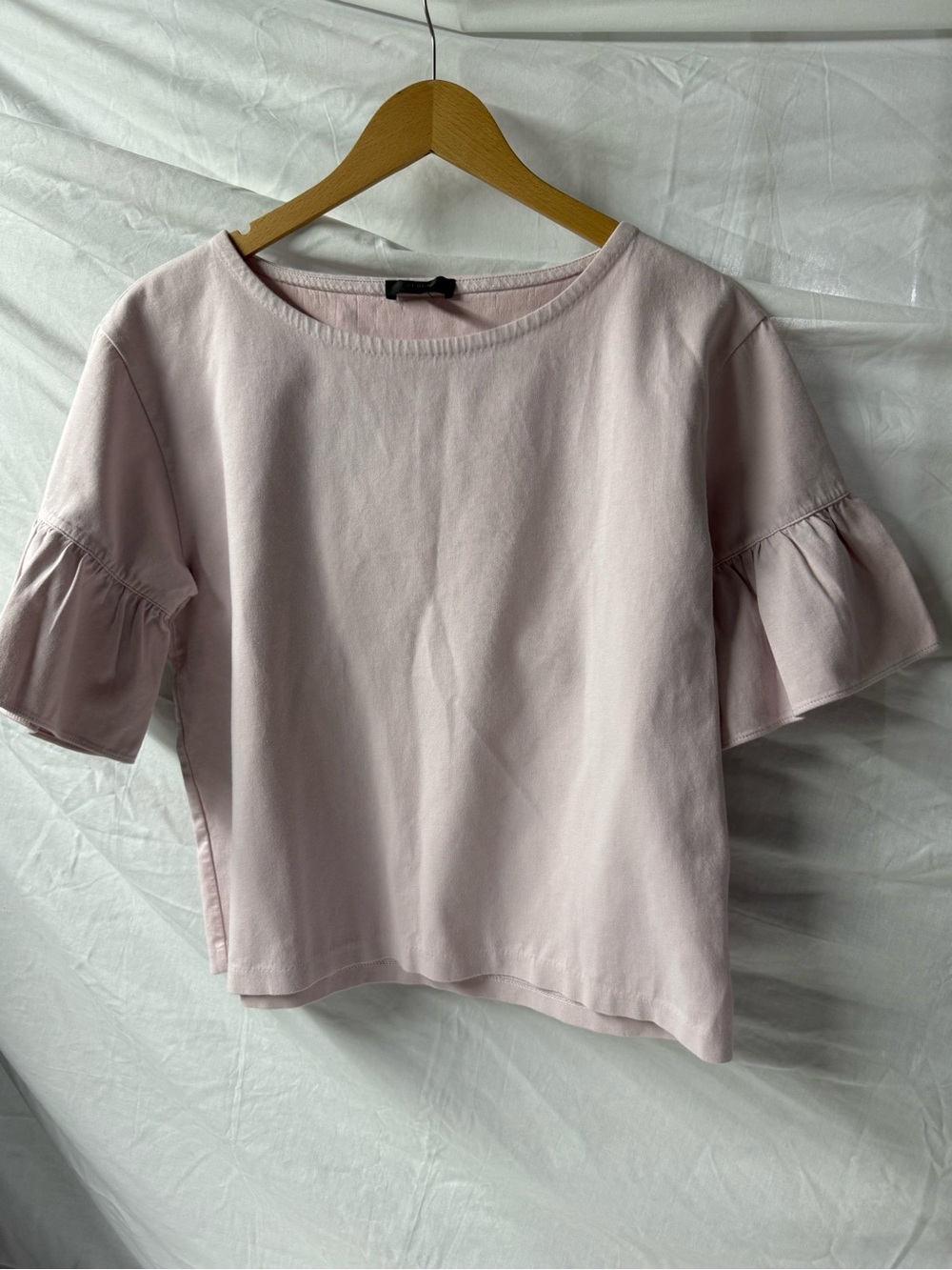J Crew Women’s Ruffle Sleeve Cotton Top - Light Pink size small